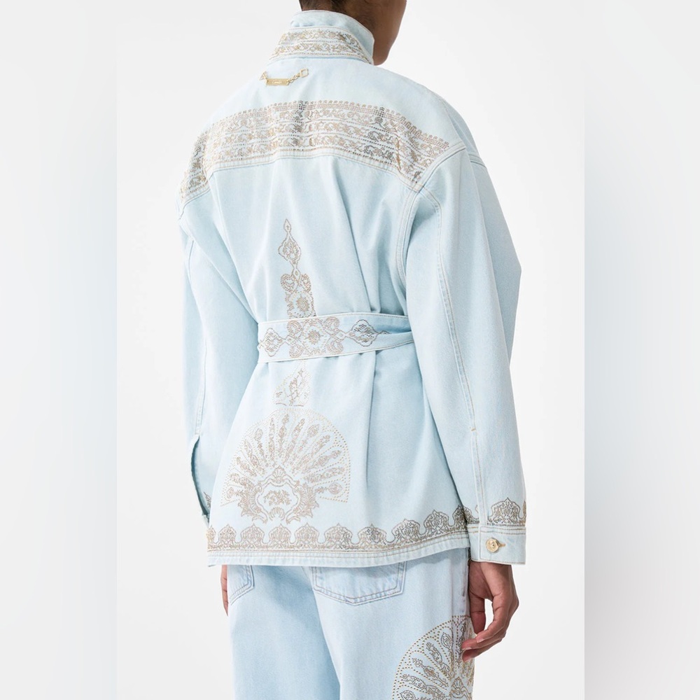 $1000 Camilla Jacket Light Blue Size S Alika Istanbul Alchemy High Neck Cotton - Picture 4 of 8